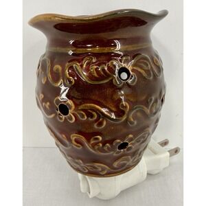 Scentsy Wax Warmer Roma Brown Ceramic Plug In Retired Home Décor EUC